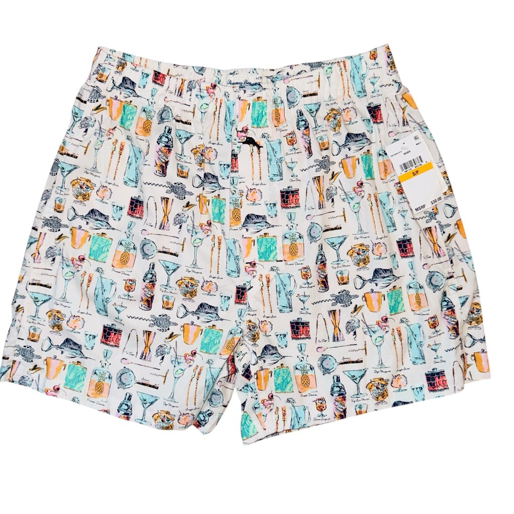 Tommy Bahama Mens Small Cotton Boxer Shorts Cocktail Design NWT